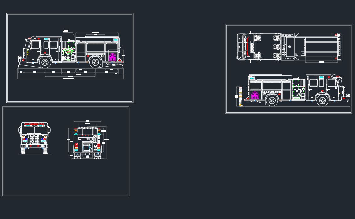 Проект пожарной машины в разных проекциях с размерами — Art-Grea: DWG  чертежи бесплатно, проекты, файлы